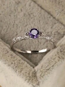 1 件时尚方晶锆石戒指，适合女士情人节礼物，结婚订婚周年派对珠宝 - 5# - 查看 9