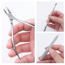 3 st. nagelklippare i rostfritt stål, nagelbandsklippare, set med död hudplåster, nagelfil och borttagare, nagelfil i rostfritt stål, nagelverktygssatser, nageltillbehör, nagelverktyg, nagelkonstverktyg, skolstart, naglar, nagelverktyg för press-on-naglar - Silver - Visa 6