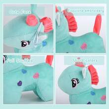 卡通毛絨娃娃可愛釘珠玩具獨角獸動物毛絨玩具枕頭適用於兒童成人聖誕獎品生日派對禮物 - 藍色 - 查看 3