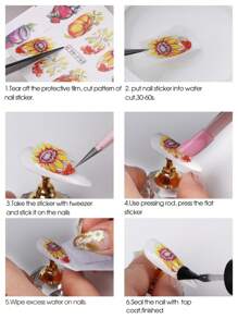 12款粉紅色花朵櫻花水轉印貼紙，櫻花花卉春季設計指甲藝術貼紙，浮水印花裝飾貼紙修指甲DIY - 彩色 - 查看 9