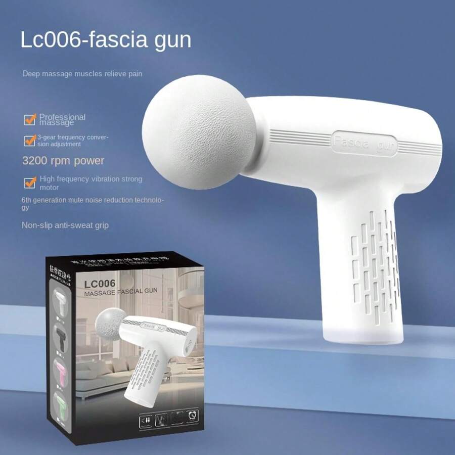 按摩槍迷你便攜式健身按摩器usb充電式按摩槍肌肉按摩器 - 白色 - 查看 1