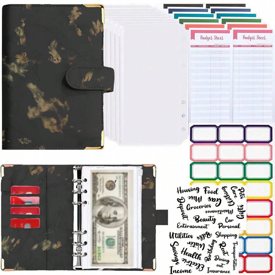 Shendy Vendy A6 Planner Folder Notebook Agenda Pocket Organizer - Black - View 1