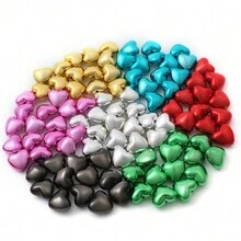 10pcs Acrylic Uv Plating Metallic Look Heart Shaped Beads - Multicolor - View 8