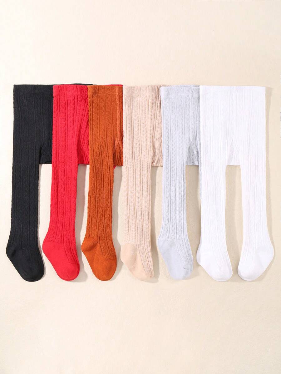 3 CÁI Ngẫu nhiên Em bé Màu thuần Giường đôi tiêu chuẩn Kim tiêm Quần tất Xà cạp pantyhose Quần tất - Nhiều màu - Xem 1