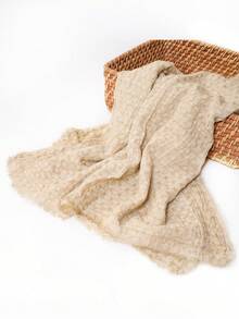 1條男士休閒格紋圍巾/披肩,杏色,適用於日常通勤和外套裝飾 - 杏色 - 查看 4