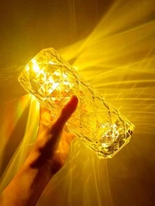 1pc Crystal Rose Atmosphere Lamp Creative Led Table Lamp Bedroom Bedside Charging Night Light - Multicolor - View 4