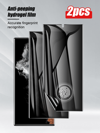 2 件手机防窥屏幕保护膜，水凝胶 TPU，防窥隐私，防摔，防刮，兼容 Galaxy S21/S22/S23/S24 Ultra/S24 FE/A06/A16/A36/A56/S25/S25 Ultra 生日礼物，家人，朋友手机屏幕保护膜，手机配件防水防震防指纹全覆盖