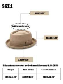 HIMESPORT 骆驼牌猪肉派帽男士宽边羊毛毡软呢帽男士爵士丝带软呢帽巴拿马黑帮帽绅士帽