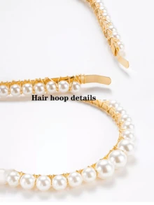 1個歐美風格手工珍珠髮飾,女士時尚頭箍、髮夾、髮帶,適用於所有髮質 - 白色 - 查看 5