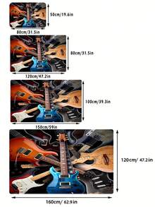 1pc Non-Slip Printed Guitar Area Rug, Suitable For Living Room, Coffee Table, Study, Bedroom And Bedside - Soft & Durable Material, Elegant Home Decoration - Multicolor - View 2
