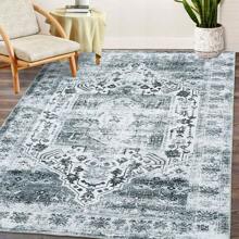 Living Room Area Rugs Indoor Vintage Boho Rug Bedroom Traditional Washable Rug Non Slip Distressed Floor Carpet For Dining Room Floral Print Retro Carpet Mat Throw Rug Hallway Runner Kitchen Floorcover Mat Entryway Mat For Laundry Bathroom, Taupe - Xám - Xem 1