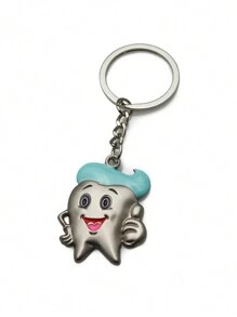 1pc Creative Cute Cartoon Teeth Shaped Keychain For Men & Women, Suitable For Gift, Souvenir, Home And Daily Use - Silver - View 1