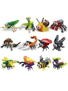 1 Pieza De Bloques De Construcción De Insectos 3d De Partículas Pequeñas De Material Abs, Juguete De Rompecabezas Con Forma De Insecto De Dibujos Animados Para Descompresión, Decoración Y Colección - mantis - Ver 3