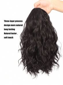 16 英寸蓬松黑色卷发马尾假发，适合女性日常使用 - Black-brown - 查看 3