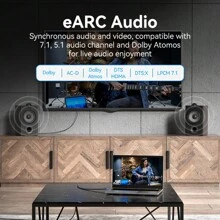 Cáp VENTION 8K HDMI 2.1 Dây HDMI tốc độ cực cao bện 48Gbps 4K@120Hz 8K@60Hz Hỗ trợ HDR động EARC Dolby HDCP Tương thích với PS5 PS4 Roku TV HDTV Máy chiếu Blu-Ray - Màu xanh lam - Xem 10