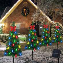 4 Pack 37In Solar Christmas Tree Lights Solar Outdoor Christmas Tree with Waterproof 80 Lights Christmas Solar Lights Christmas Outdoor Light for Decor Garden Yard Pathway - Multicolor - View 6