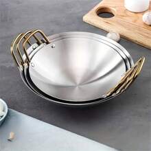 1pc Stainless Steel Dry Pot Bar Tripod Pot Pot Golden Ear Non-Stick Pot Restaurant Pot Pot Base Seafood Boil - Silver - View 2