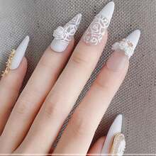 100入組 6mm 8mm 珍珠光澤山茶花和玫瑰花指甲藝術珠寶配件 - 白色 - 查看 6