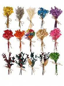 1 Pc Mini Dried Flower Bouquet, Bridesmaid Proposal Flower Girl Gift Box,Boho Wedding Table Centerpieces,Small Dry Pampas Grass For Vase Decor, Tiny Dried Flowers For Birthday Cake Decor - White - View 4