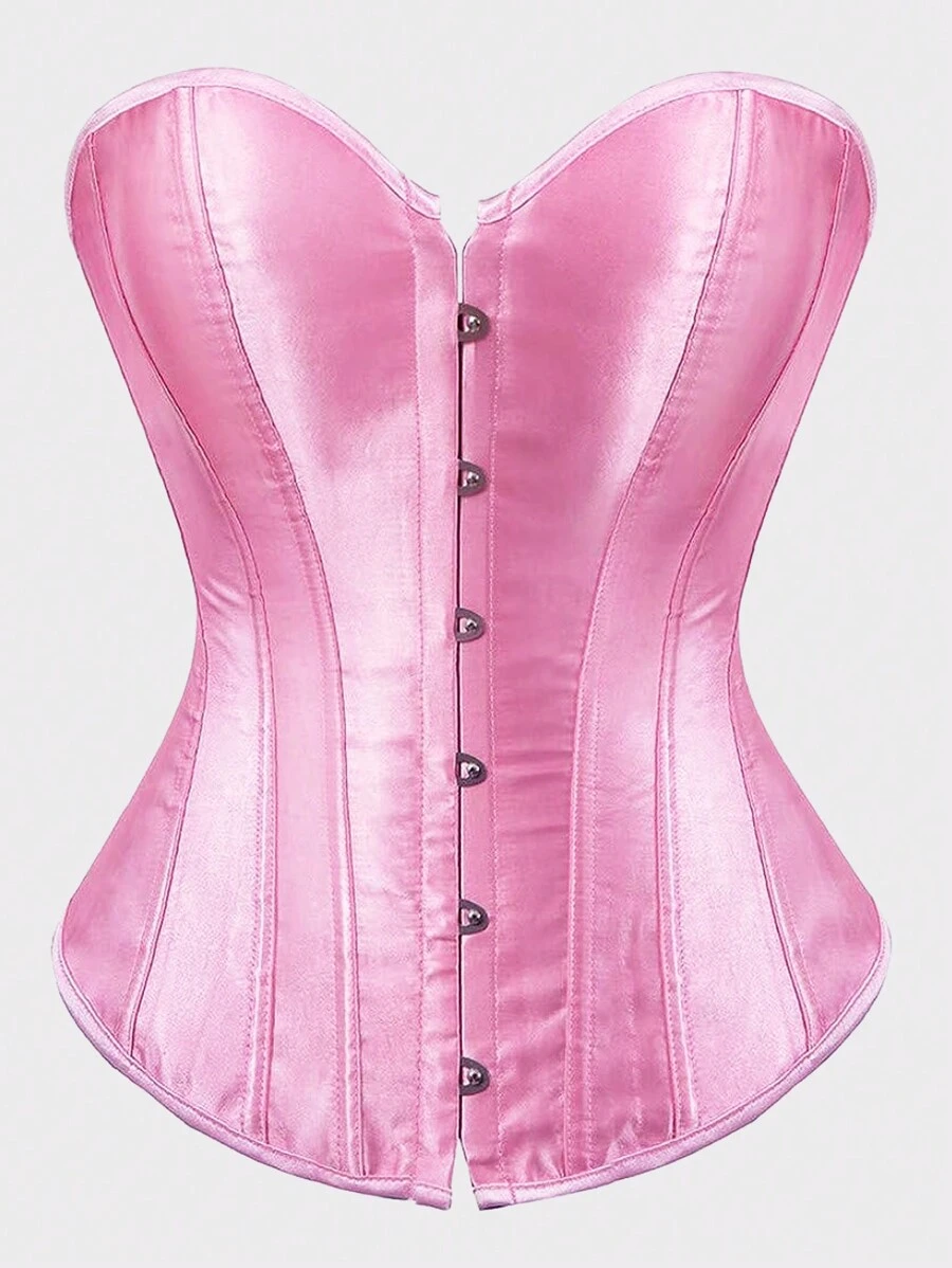 Women's Red Sexy Bustier, Gothic Style Lingerie Set With Free Thong, Suitable For Christmas, Going Out Or Halloween Party - Pink - View 1