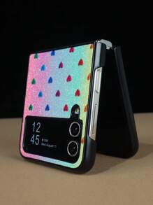 1入華麗的小心形和皮革紋理摺疊手機殼,適用於galaxy Z Flip3 5g,galaxy Z Flip4 5g,galaxy Z Flip5 5g - 彩色 - 查看 1