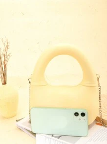 Fashionable And Simple Yellow Handbag And Shoulder Bag - Beige - View 5