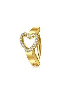 1pc Fashionable Sexy Heart Shaped Belly Button Ring With Rhinestone For Women - Love - View 9