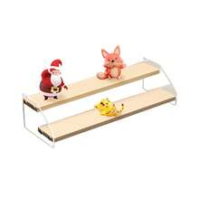 1 Pack 2 Tier Acrylic Wooden Display Stand, Clear Acrylic Display Riser Shelf Wood Tiered Display Shelf Rack Step Ladder Riser Stands For Cupcakes Perfumes Figures Collectibles - 2 Tier - View 3