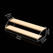 1 Pack 2 Tier Acrylic Wooden Display Stand, Clear Acrylic Display Riser Shelf Wood Tiered Display Shelf Rack Step Ladder Riser Stands For Cupcakes Perfumes Figures Collectibles - 2 Tier - View 2