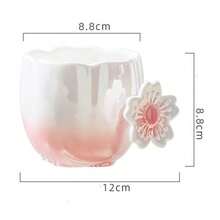 1入組新年ins風格漸變電鍍櫻花陶瓷杯(情侶最愛),送禮自用早餐咖啡杯 - 紫色 - 查看 8