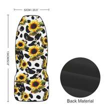 1pc Sunflower & Cow Print Short Plush Polyester Fabric Printed Universal Car Single Seat Cover - Multicolor - View 2
