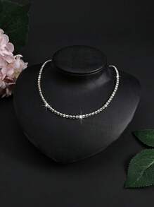 1條女士鑽石項鍊,適用於婚禮、派對、日常穿著,更可當作鏈帶&腰鍊