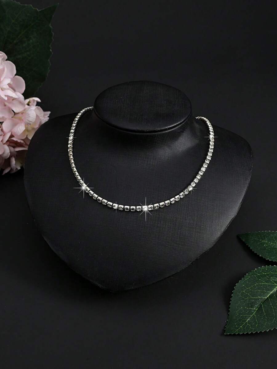 1條女士鑽石項鍊,適用於婚禮、派對、日常穿著,更可當作鏈帶&腰鍊