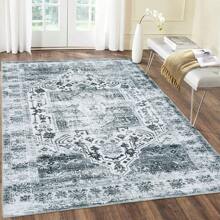 Living Room Area Rugs Indoor Vintage Boho Rug Bedroom Traditional Washable Rug Non Slip Distressed Floor Carpet For Dining Room Floral Print Retro Carpet Mat Throw Rug Hallway Runner Kitchen Floorcover Mat Entryway Mat For Laundry Bathroom, Taupe - Xám - Xem 3