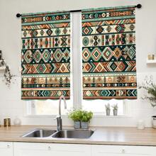 1塊窗簾板/2塊咖啡色窗簾,圖案印花,廚房窗簾,半遮光,元素,公寓裝飾,適用於廚房、宿舍、學習辦公室、客廳家居裝飾 - 幾何圖案 - 查看 4