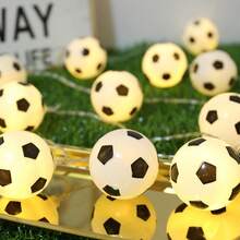 1串成熟塑料足球形led燈帶(連電池盒),2種模式可用-閃爍和恆定,非常適合用於窗戶、牆壁、桌子、壁爐、門框的裝飾。適用於酒吧、兒童房間和足球場等場所的裝飾。 - 黃色 - 查看 4