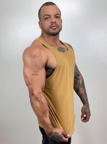 Regata Cavada Masculina em Algodão Básica Lisa Sem Estampa Marca Bombey