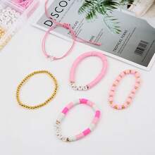 女性友誼手鍊製作套件,陶土手鍊製作套件,音樂愛好者可愛珠寶製作套件 - 粉色 - 查看 5