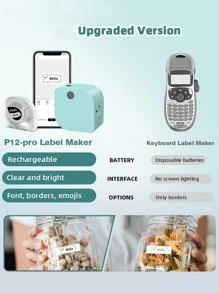 Phomemo P12PRO Portable Label Printer - Includes 12mm Label Tape ...