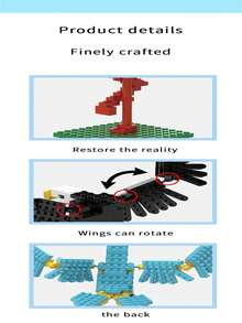 手工diy 裝飾品、治療和教育玩具、桌面裝飾、生日禮物、微型顆粒組裝火烈鳥形狀積木 - 粉色 - 查看 2