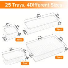 THELIFE 9/25pcs Clear Plastic Drawer Organizer Set, 4 Sizes Multifunctional Bathroom And Vanity Drawer Organizer Trays For Effortless Makeup, Kitchen, And Office Storage Solutions, Perfect For Holiday Decor, Autumn Festivities, And Seasonal Room Enhancements, Ideal For Christmas, Thanksgiving, New Year, And Valentine's Day Celebrations, Elevate Your Home Organization And Style With Versatile Storage Boxes For Every Occasion - White - View 2
