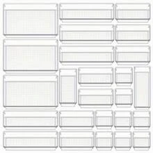 THELIFE 9/25pcs Clear Plastic Drawer Organizer Set, 4 Sizes Multifunctional Bathroom And Vanity Drawer Organizer Trays For Effortless Makeup, Kitchen, And Office Storage Solutions, Perfect For Holiday Decor, Autumn Festivities, And Seasonal Room Enhancements, Ideal For Christmas, Thanksgiving, New Year, And Valentine's Day Celebrations, Elevate Your Home Organization And Style With Versatile Storage Boxes For Every Occasion - White - View 1