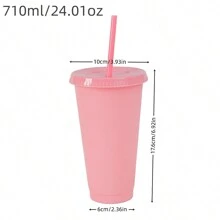 1 件/5 件/6 件可重复使用的 24 盎司玻璃杯，配有吸管和免费盖子，适合派对和外出饮用的冷咖啡杯，非常适合婚礼/生日派对/节日，可清洗和重复使用， - 淺藍色 - 查看 2