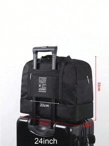 1入防水旅行化妝品袋折疊式乾濕分離，大容量便攜手提袋旅行包行李袋手提包健身包週末旅行商務度假戶外返校手提袋醫院男女通用學生大包過夜包運動背包返校校園包旅行必備品海灘夏令營旅行組織者 - 黑色 - 查看 4