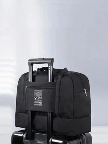 1入防水旅行化妝品袋折疊式乾濕分離，大容量便攜手提袋旅行包行李袋手提包健身包週末旅行商務度假戶外返校手提袋醫院男女通用學生大包過夜包運動背包返校校園包旅行必備品海灘夏令營旅行組織者 - 黑色 - 查看 2