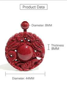 1 件裝紅色硃砂吉祥物招財龍項鍊擁有更多財富護身符幸運項鍊珠寶禮物女士男士情人禮物 - 紅色 - 查看 6