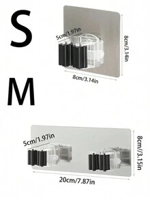 1pc Multifunctional Mop Holder With Adhesive Base, Suitable For Bathroom, Kitchen And Home Storage, Housekeeping Tool - Black - View 6