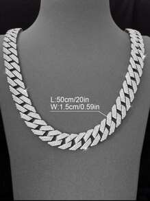 1 Miếng Để lạnh 15mm Mốt Rhinestone sáng bóng Dây chuyền Cho nam giới Hip Hop Punk Nối kết Chuỗi Đồ trang sức Vòng đeo cổ Đối với phụ nữ - Bạc - Xem 12