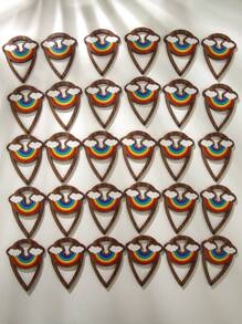 10pcs Rainbow Colored Hollow Out Teardrop Shaped Wooden Beads For Diy Jewelry Making - Multicolor - View 2