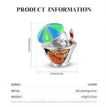 MAGIC CHARMS 1 件 S925 純銀骷髏果汁飲料吊飾 Diy 配件適合女士手鍊和項鍊,精美的節日珠寶禮物 - 銀色 - 查看 5